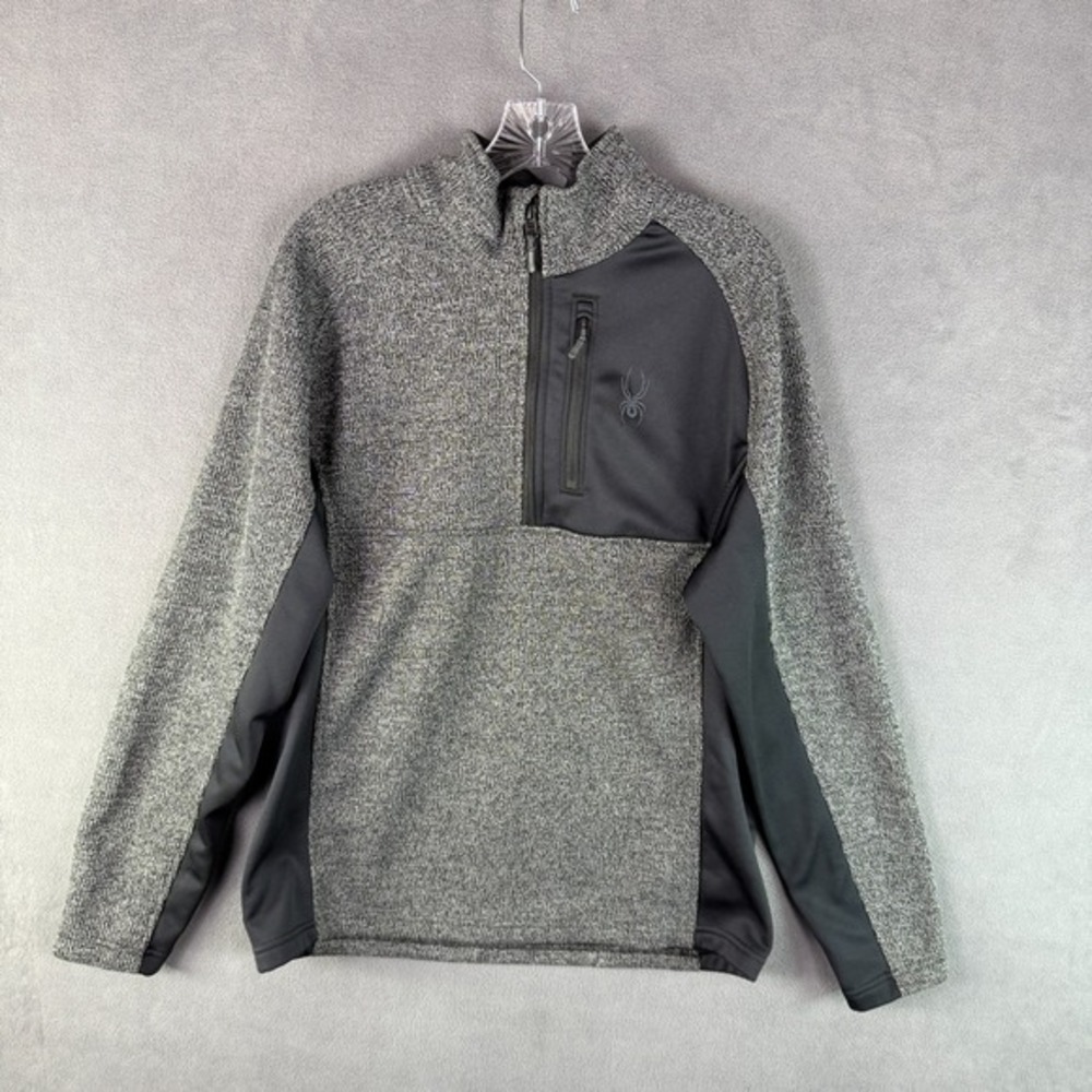 SPYDER Sweater Mens Size Large Gray Black Half Zip Bandit Stryke Pullover Jacket